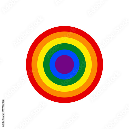 Cuadro en lienzo LGBT flag in circle format, contains the colors: Red, orange, yellow, green, blue and purple