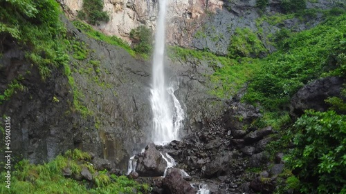 Drone Shot of Beautiful Waterfall on the hill. Pavagadh waterfall also known as kuniya Mahadev waterfall photo
