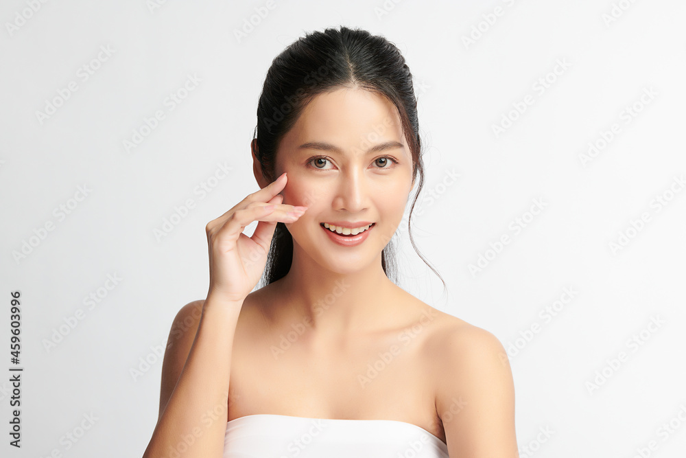 Beautiful young asian woman with clean fresh skin on white background, Face care, Facial treatment, Cosmetology, beauty and spa, Asian women portrait. Beautiful young asian woman with clean fresh skin on white background, Face care, Facial treatment, Cosmetology, beauty and spa, Asian women portrait.