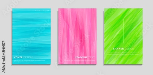 Set Of Colorful Minimal Abstract Watercolor Paint Textures Cover Template