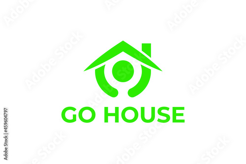 Go House Logo Design template modern green circle