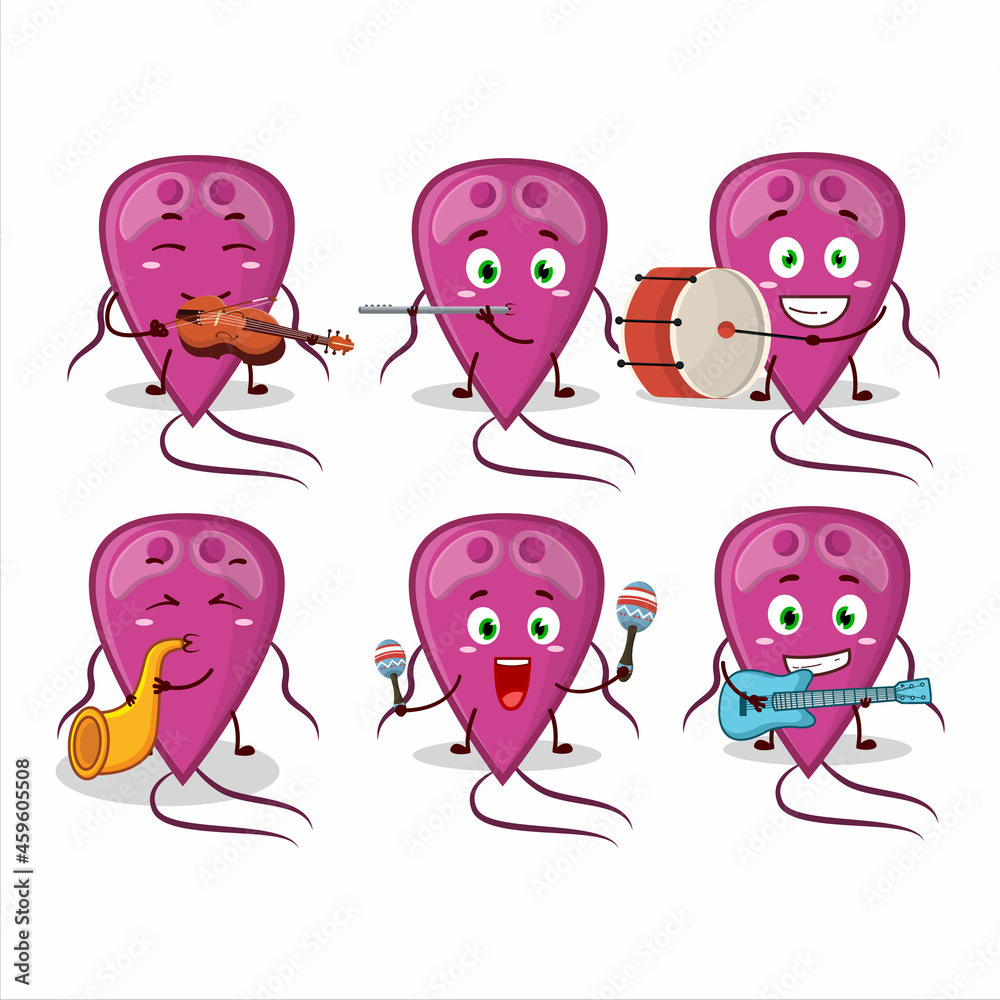 Cartoon character of virus diagnosis playing some musical instruments Cartoon character of virus diagnosis playing some musical instruments