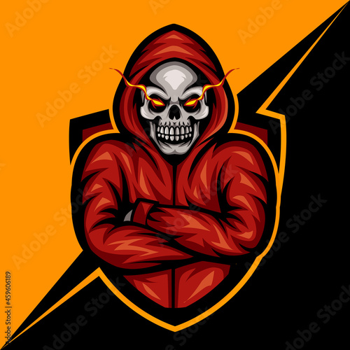  hooded skull, mascot esports logo vector illustration