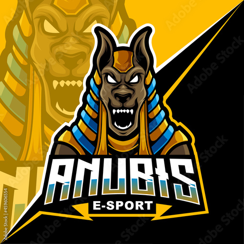 anubis mascot for sports and esports logo vector illustration