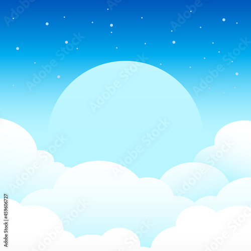 Blue sky and cloud with super moon vector wallpaper background.
