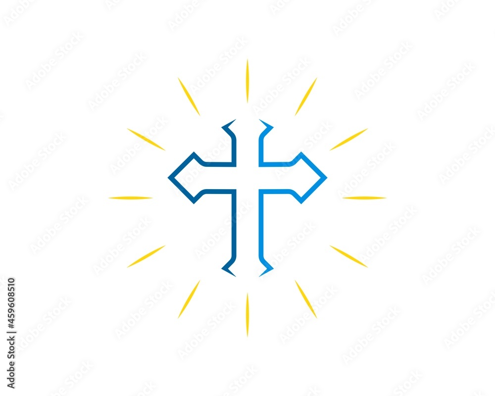 Religion cross symbol with shinning shine