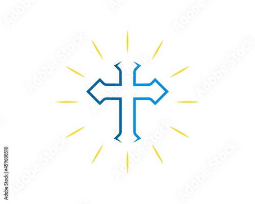 Religion cross symbol with shinning shine