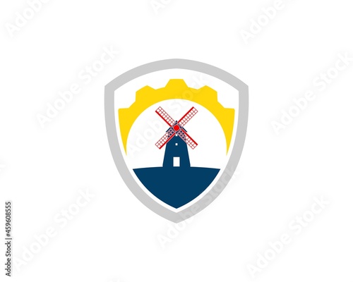 Simple shield with gear and wind mill inside