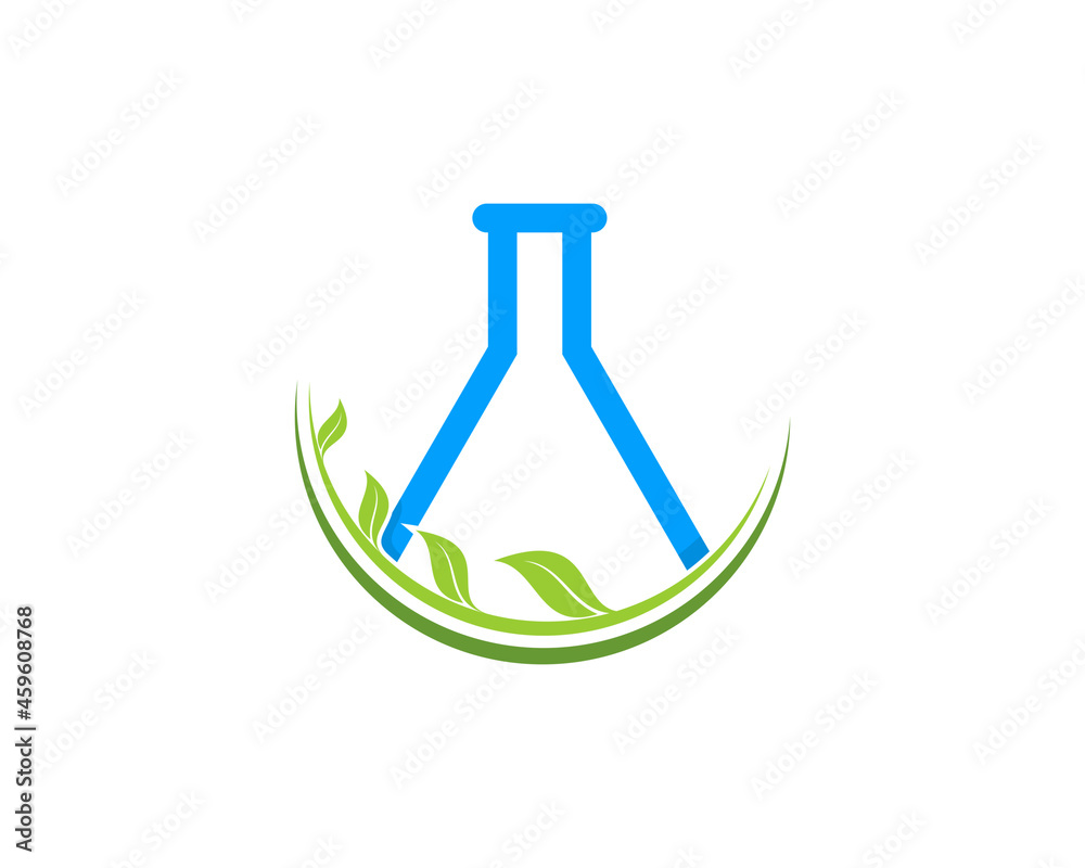Laboratory test tube on the nature leaf Laboratory test tube on the nature leaf