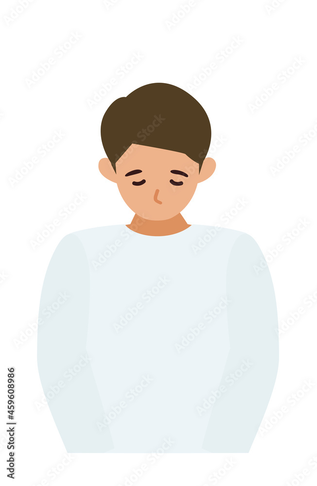 Man cartoon character. People face profiles avatars and icons. Close up image of man taking a bow. Man cartoon character. People face profiles avatars and icons. Close up image of man taking a bow.