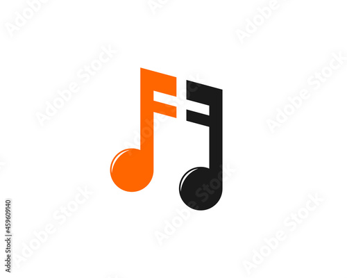 F Letter with music note shape logo
