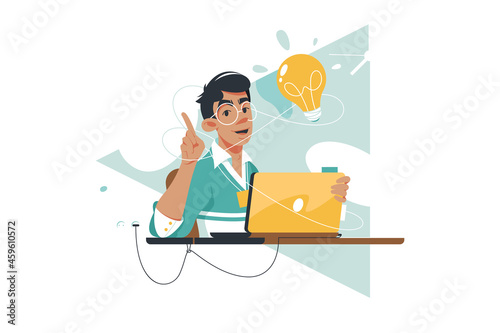 Guy happy with great idea