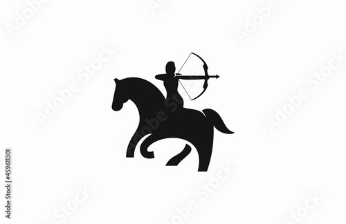 Woman Archer Riding Horse Logo