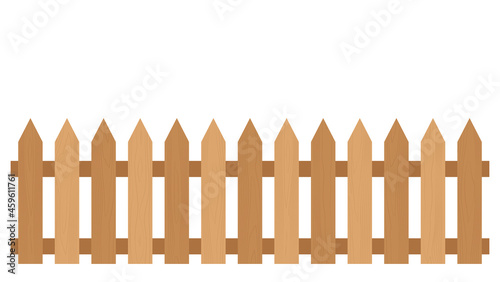 Orange wooden fence isolated on white background with parallel plank old. Vector illustration