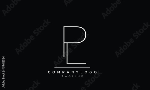  Abstract Letter Initial pl lp Vector Logo Design Template