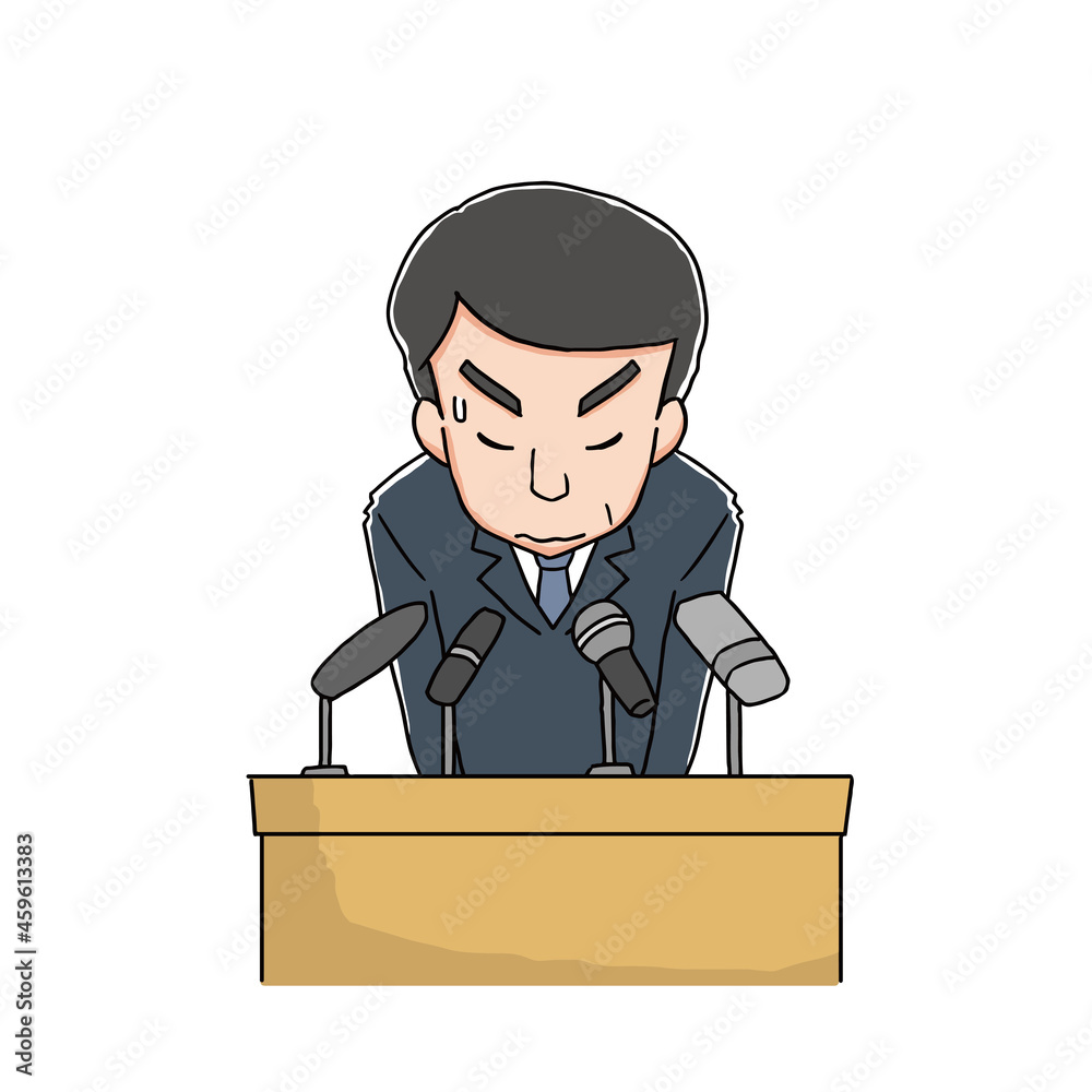 謝罪会見する中年男性