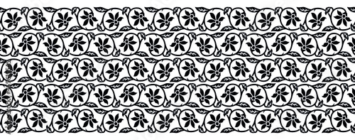 Seamless black and white floral border design