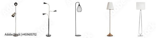 Obraz na płótnie Stylish stand lamps on white background