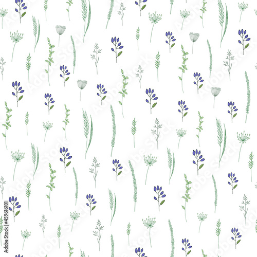 Seamless texture for your design. Hand-drawn floral background. Illustration can be used for templates, wallpaper and print. 