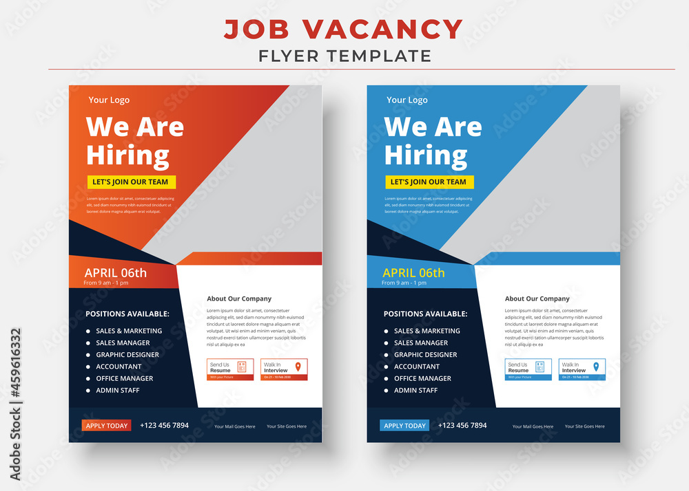 Job Vacancy Flyer Template, We are Hiring job Flyer Template