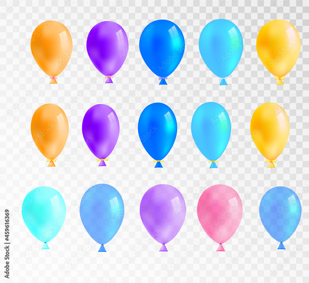 Multicolored balloons template for greeting illustrations.	