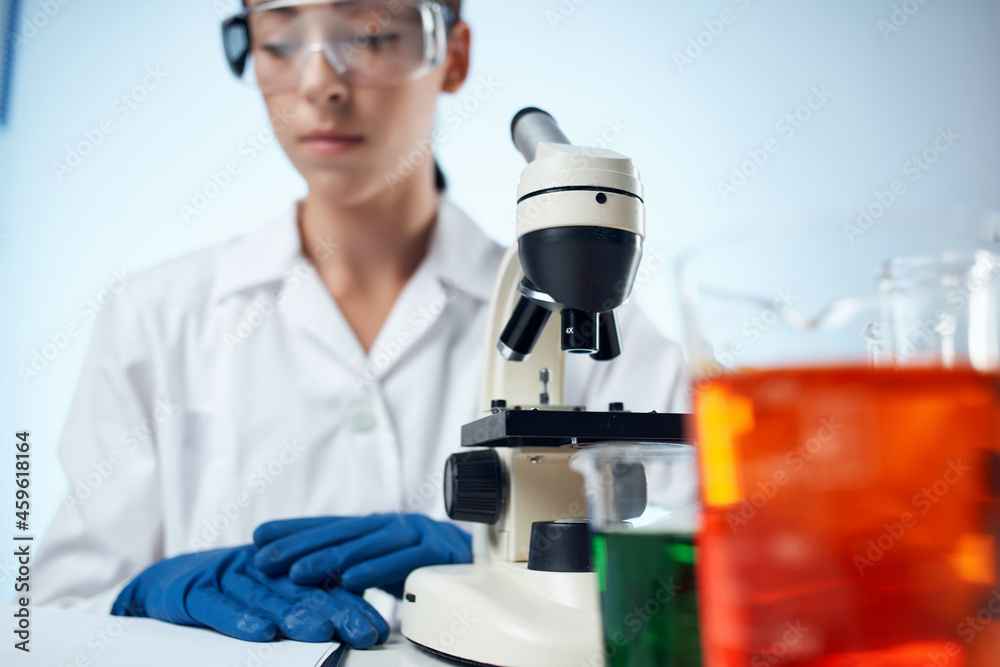 woman doctor medicine research microscope