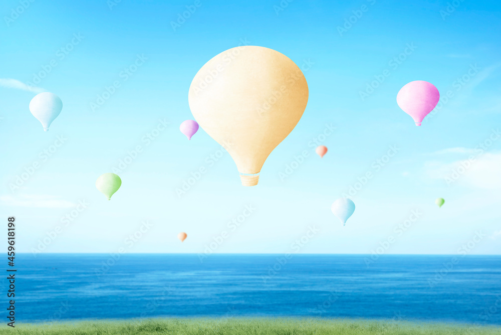 Fototapeta premium Colorful air balloon flying
