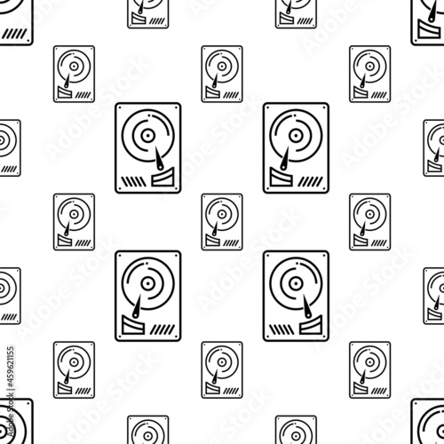 Hdd Icon Seamless Pattern, Hard Disk Icon, Computer Data Storage Disk