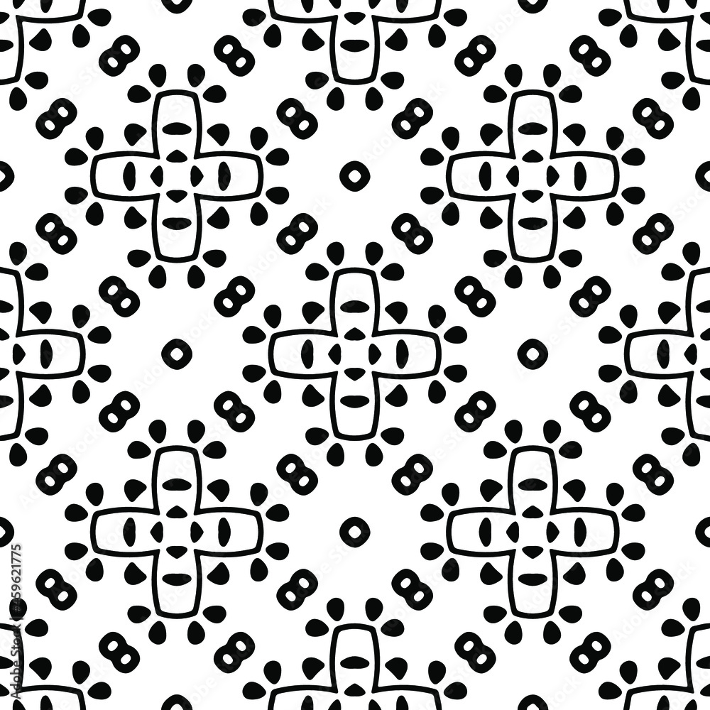 Fototapeta premium Seamless vector pattern in geometric ornamental style. Black ornament. 