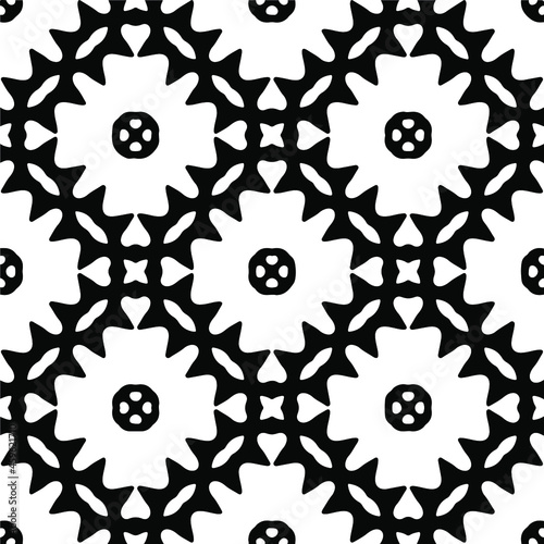 Seamless vector pattern in geometric ornamental style. Black ornament. 