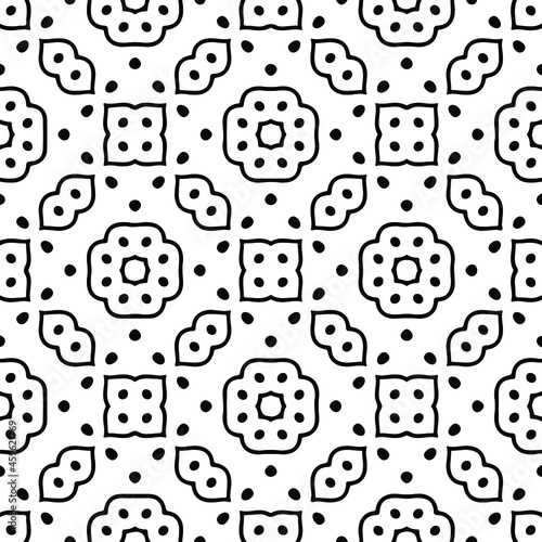 Seamless vector pattern in geometric ornamental style. Black  ornament. 