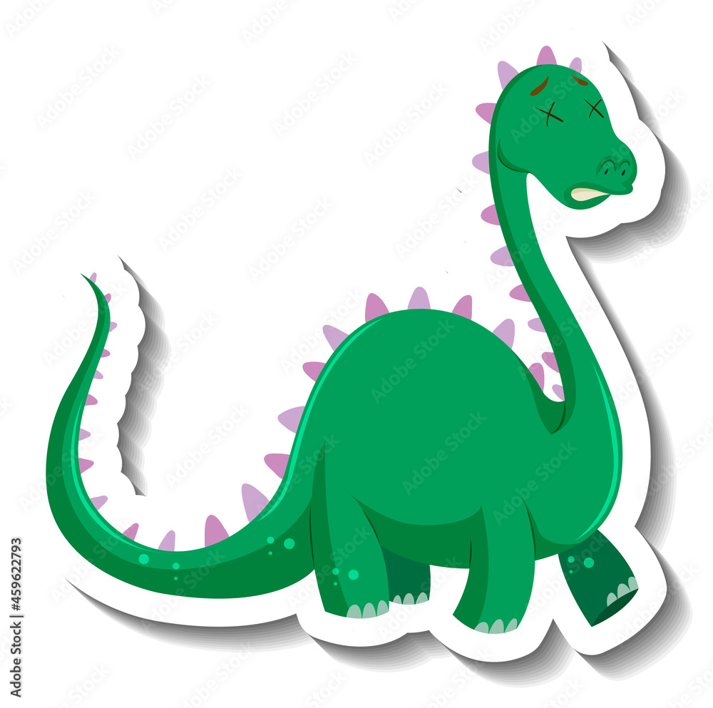 Cute green dinosaur cartoon character sticker Cute green dinosaur cartoon character sticker