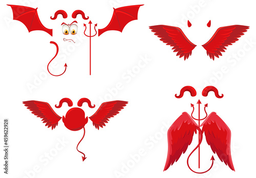 Set of devil and angel object decor