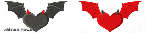 Red bat with heart shape on white background