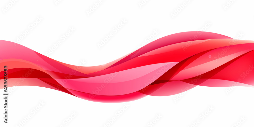 Vector abstract red wavy background. Curve flow motion illustration. Trendy gradient shapes composition