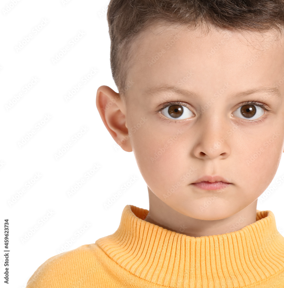 Portrait of cute little boy on white background Portrait of cute little boy on white background