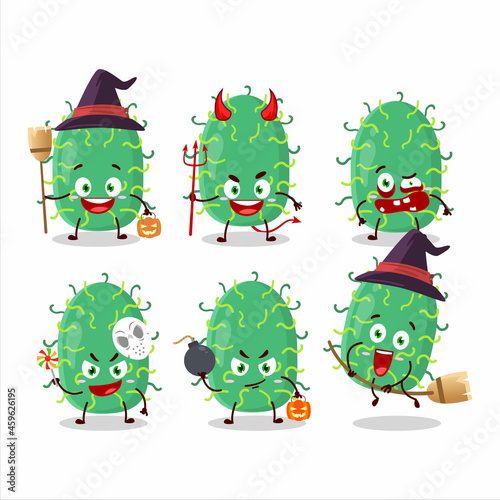Halloween expression emoticons with cartoon character of zygote virus