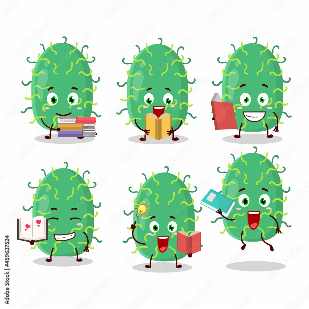 A picture of zygote virus cartoon character concept reading an amusing book A picture of zygote virus cartoon character concept reading an amusing book