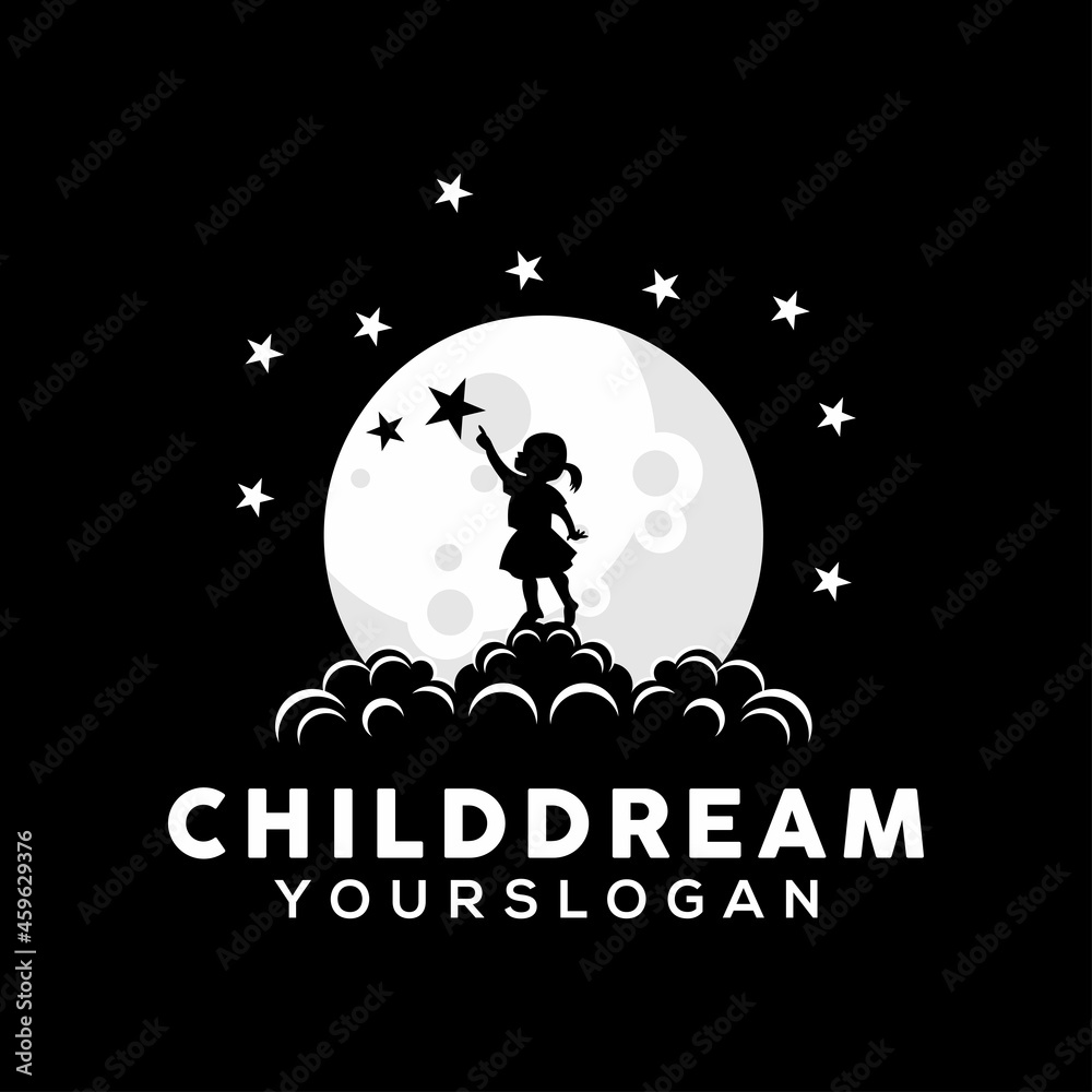 Naklejka premium Child dream logo design illustration vector