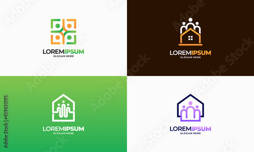 Set of Modern Outline Property Community logo designs concept vector, Real Estate Community logo template