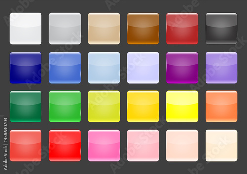 Multicolored glossy square button vector illustration