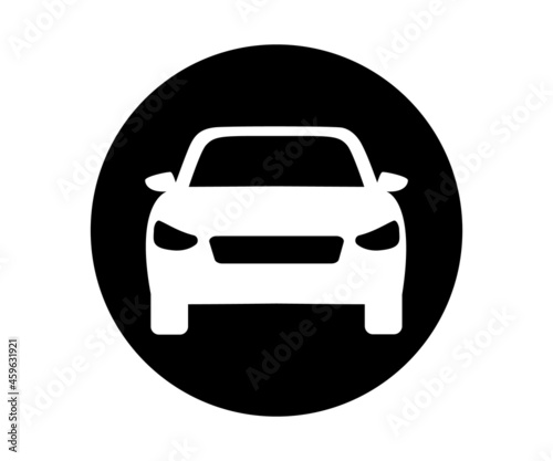 Circular car icon. Simple automobile vector. 