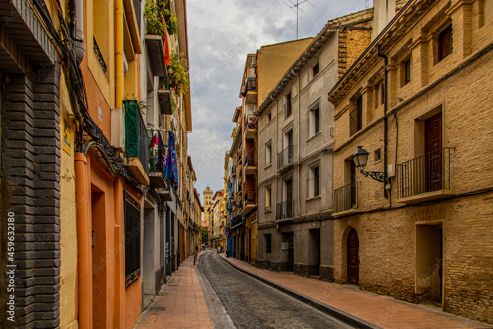 streets in the historic old town of Zaragoza, Spain