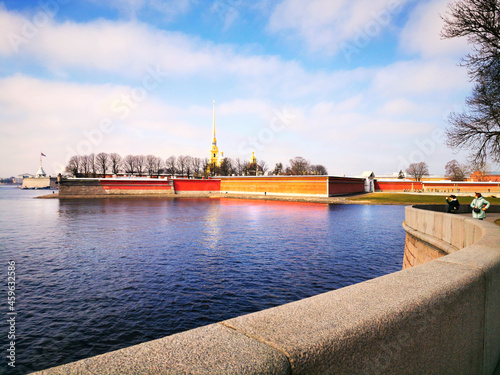 A wide view of Peter and Paul fortress and Neva river in Saint-Petersburg, Russia
