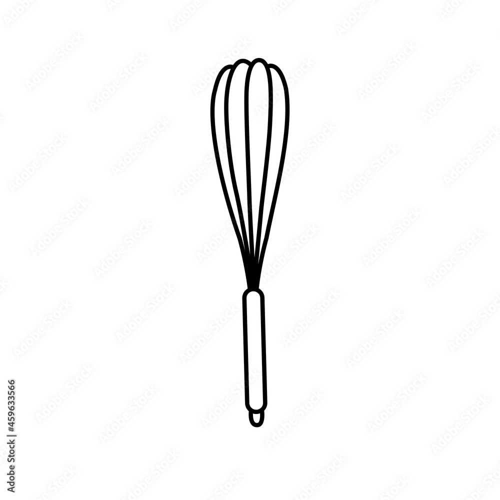 Kitchen whisk in outline style isolated on white background . Kitchen tool icon Kitchen whisk in outline style isolated on white background . Kitchen tool icon