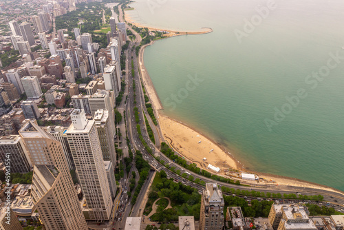 Aerial View North coast of Chicago