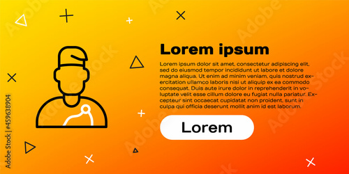 Line Wizard warlock icon isolated on yellow background. Colorful outline concept. Vector