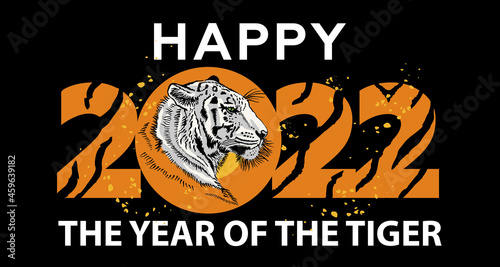 New Year of the Tiger 2022. Tiger head silhouette freehand drawing.