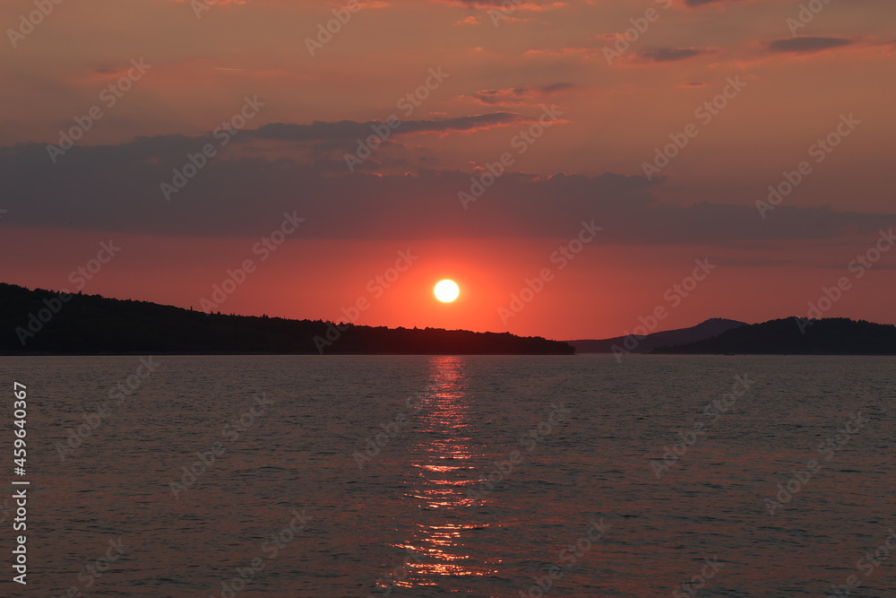 Beautiful summer sunset at sea in Croatia Beautiful summer sunset at sea in Croatia