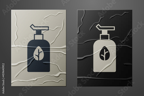 White Organic cosmetic icon isolated White background. Body care products. Paper art style. Vector